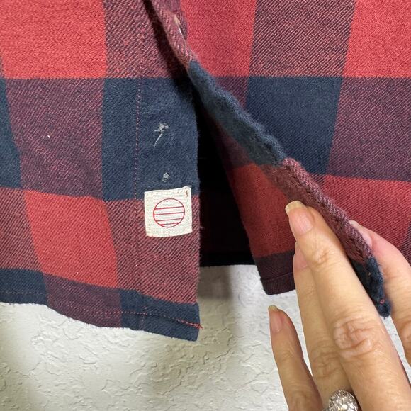 MARINE LAYER Shirt Large Downey Flannel Buffalo Plaid Button Down Front Pocket - Picture 12 of 15